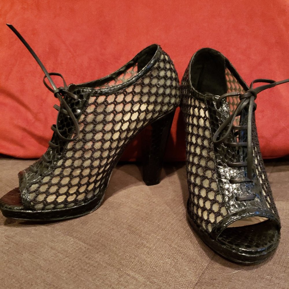 10 Crosby Derek Lam Jemma Peep Toe Lace Up Bootie NWOB